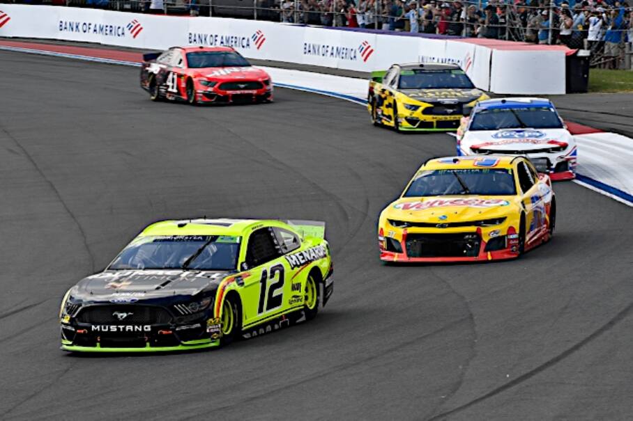 His teammates Ryan Blaney (eighth) and Joey Logano (10th) gave Ford five top-10 finishers. His teammates Ryan Blaney (eighth) and Joey Logano (10th) gave Ford five top-10 finishers.